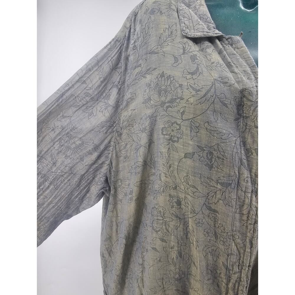 Venezia Jeans Olive Green Floral Long Sleeve Button Up Blouse Shirt 22/24 4165 - Picture 7 of 9